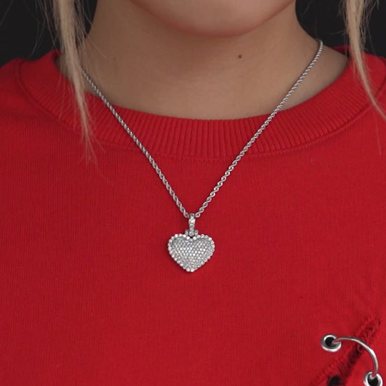 14k White Gold Diamond Heart Pendant 1.60 ctw