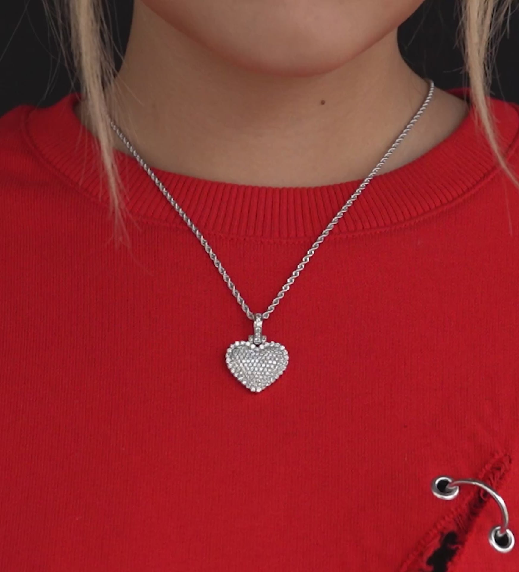 14k White Gold Diamond Heart Pendant 1.60 ctw