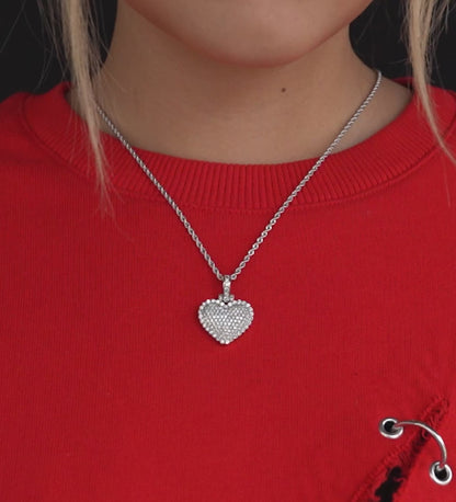 14k White Gold Diamond Heart Pendant 1.60 ctw