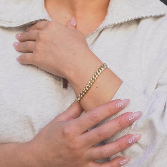 14K Hollow Yellow Gold Miami Cuban Link Bracelet 7mm
