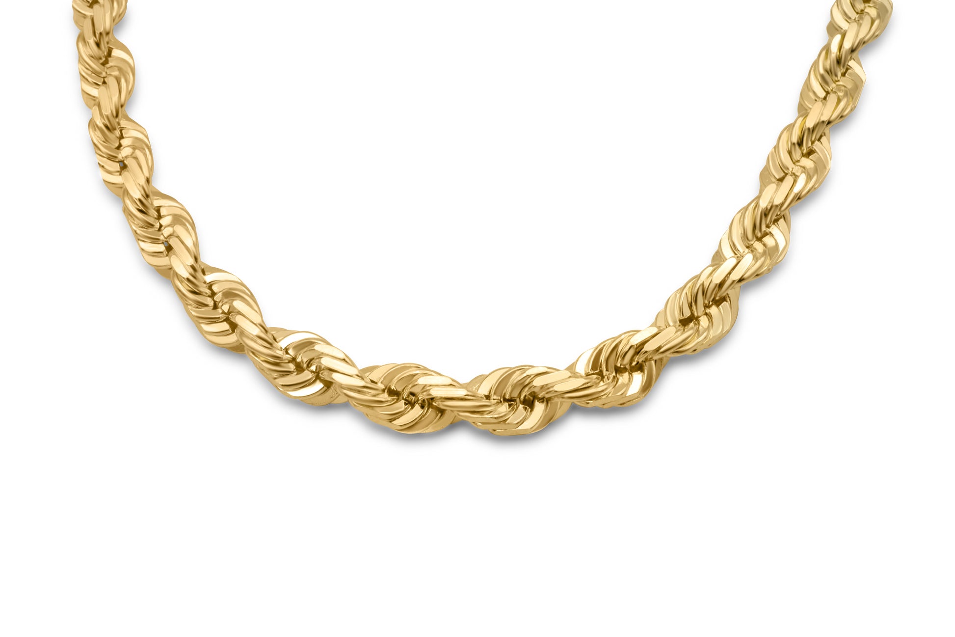 10K Yellow Gold Solid Rope Chain 7mm