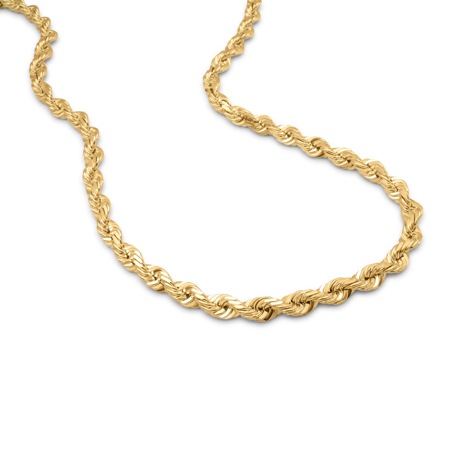 Solid Rope Chain Necklace 10K Yellow Gold 18