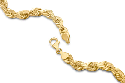 10K Solid Gold Rope Chain 7mm