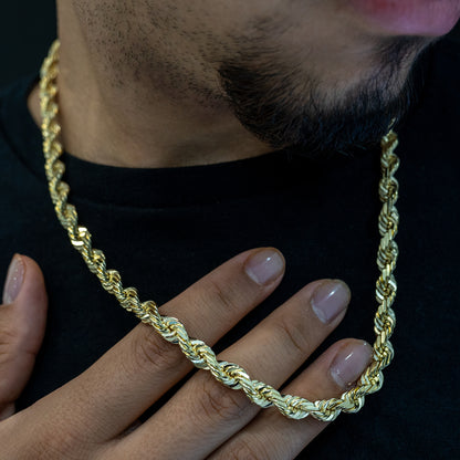 10K Solid Gold Rope Chain 7mm