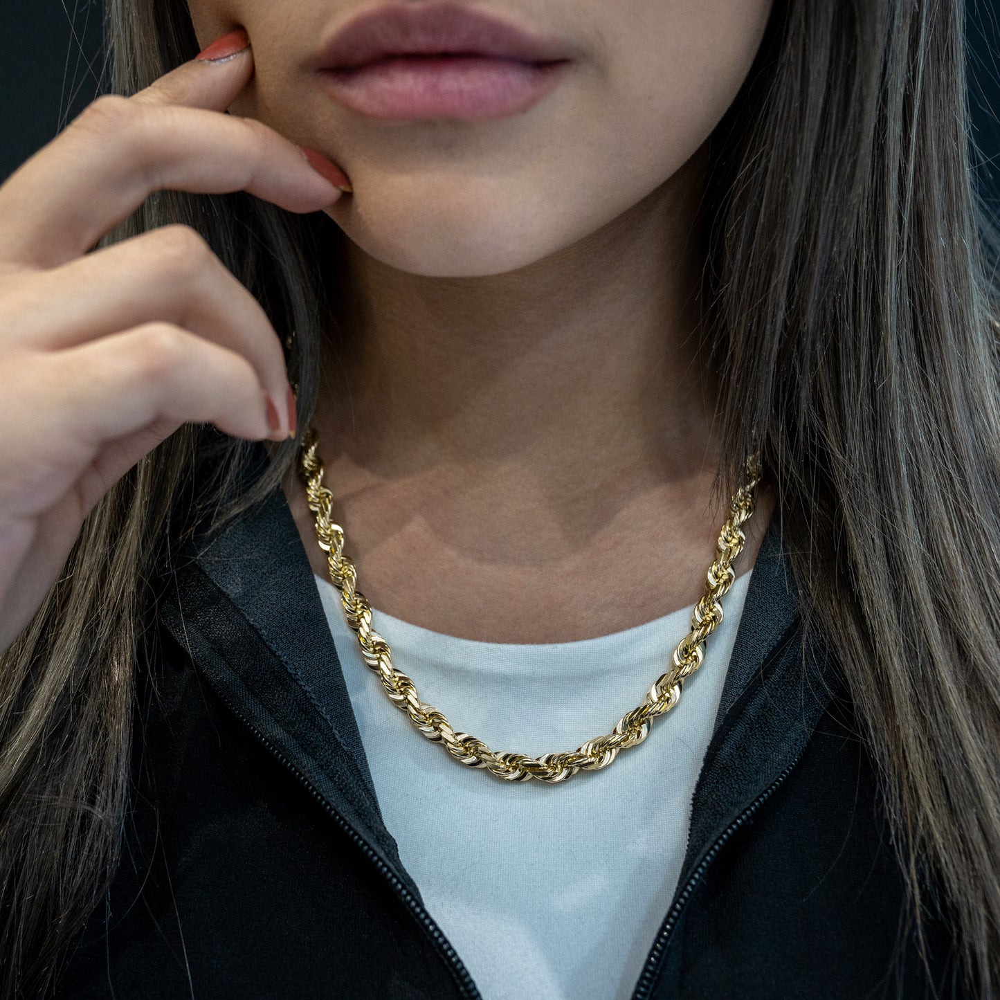 10K Solid Gold Rope Chain 7mm