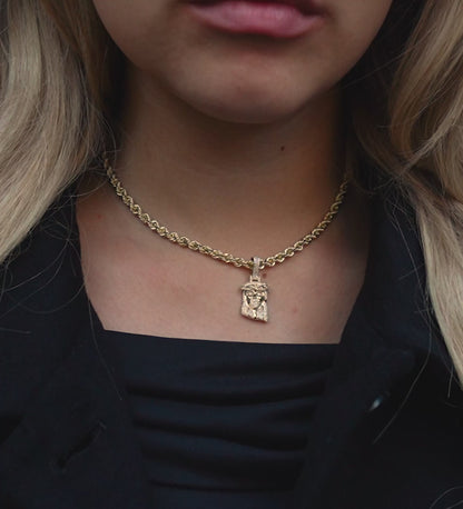 14K Jesus Head Diamond Pendant 0.45 ctw