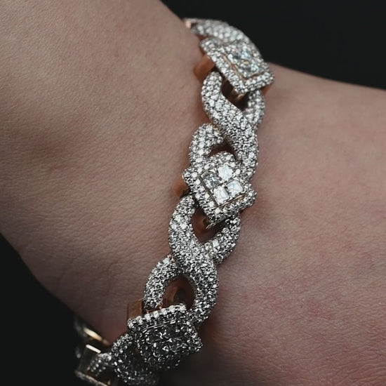 14k Rose Gold Royal Asscher Cut Diamond Bracelet 26.63 ctw