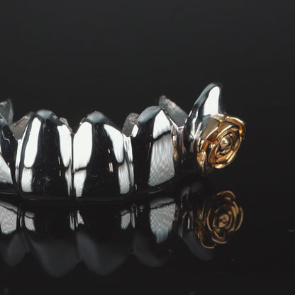 14K Yellow & White Gold Double Rose (Bottom) Grillz