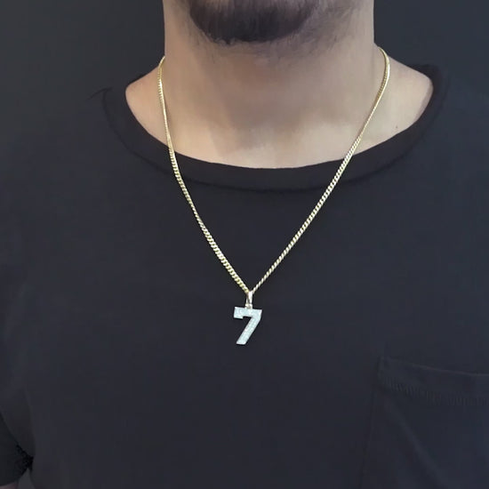 10k Yellow Gold Diamond Number 7 Pendant 0.28 ctw