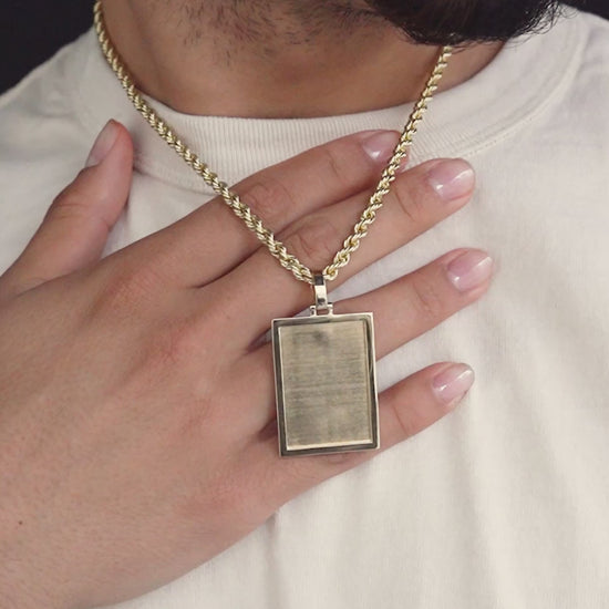 10k Solid Yellow Gold Rectangle Picture Pendant