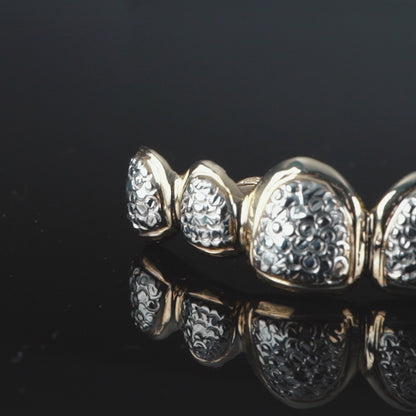 14K White & Yellow Gold Tooth Outline (Top) Grillz