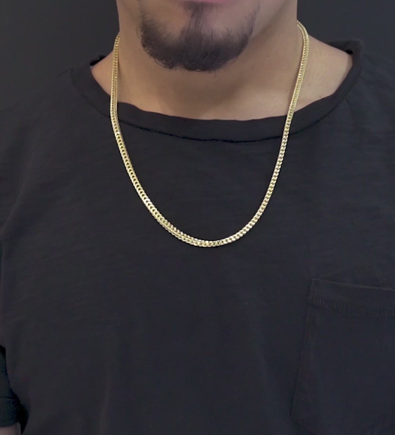 10K Yellow Gold Hollow Franco Chain 3.5mm NYC Luxury