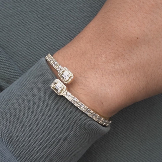 10k Yellow Gold Diamond Baguette Bangle 2.09 ctw