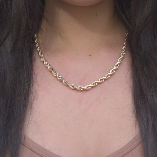 10K Yellow Gold Hollow Rope Chain 5.5mm