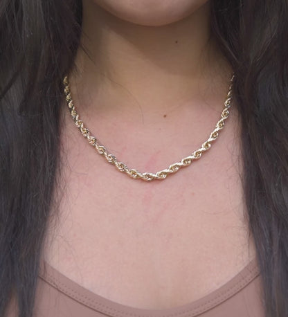 10K Yellow Gold Hollow Rope Chain 5.5mm