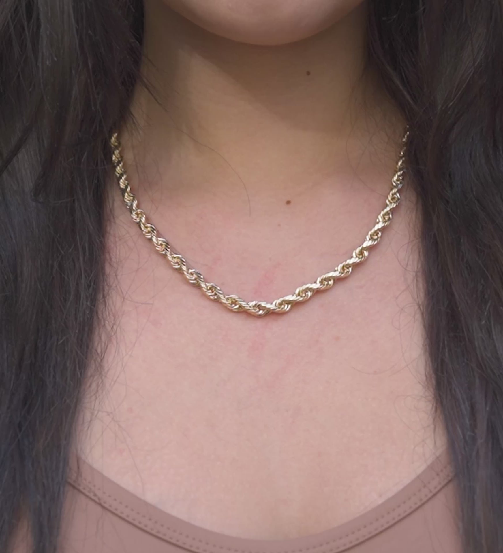 10K Yellow Gold Hollow Rope Chain 5.5mm