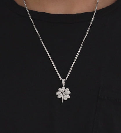 14K White Gold Four Leaf Clover Diamond Pendant 0.71 ctw
