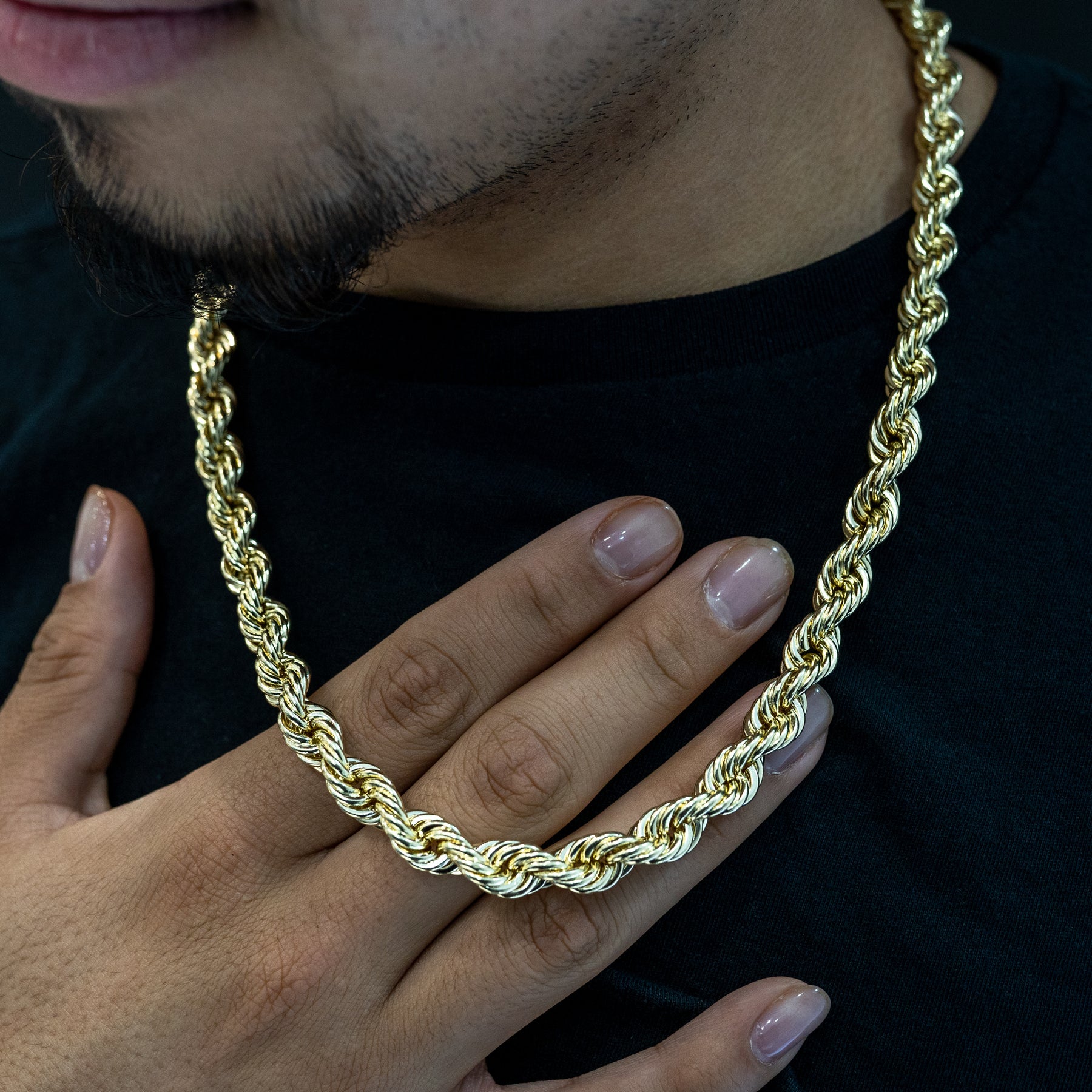 10K Yellow Gold Hollow Rope Chain 9mm NYC Luxury