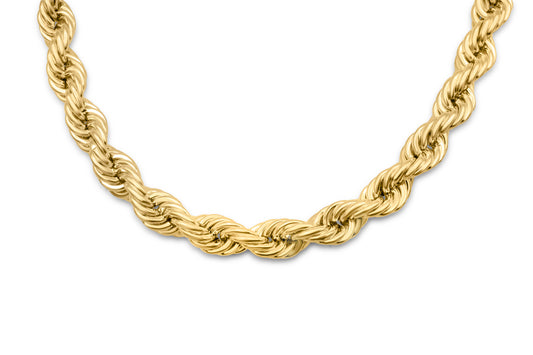 10K Yellow Gold Hollow Rope Chain 9mm