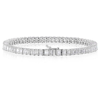 18k White Gold Emerald Cut Diamond Tennis Bracelet 10.25 ctw
