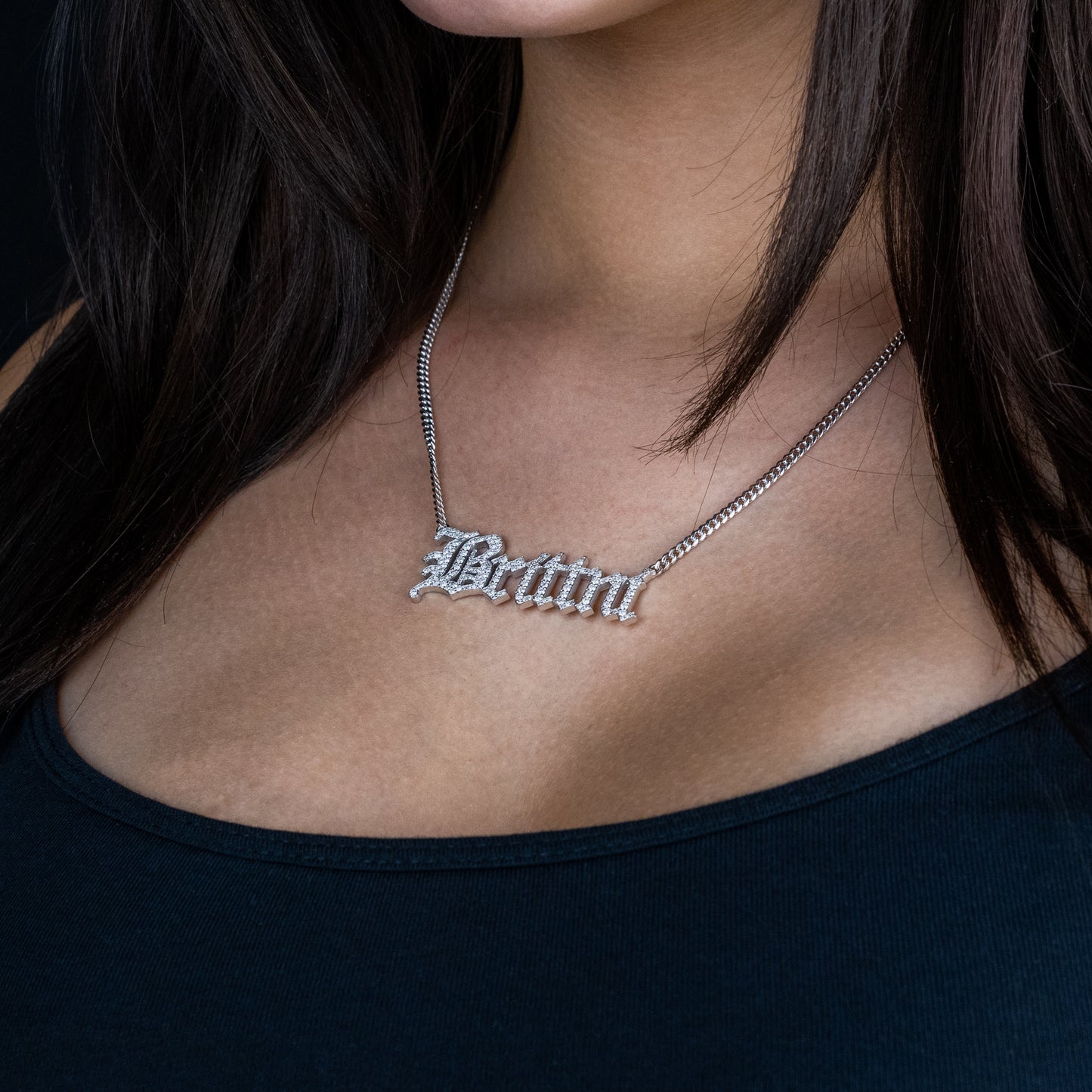 14K Yellow Gold Personalized Diamond Name Plate Necklace 1-3.00 ctw