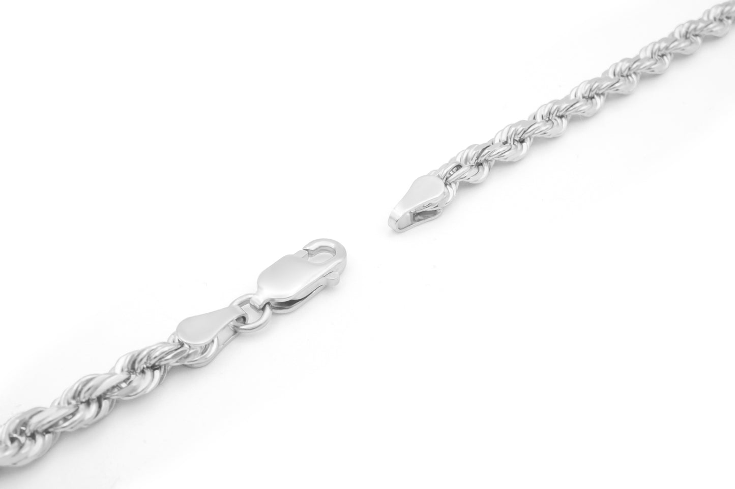 14K White Gold Solid Rope Chain 4mm