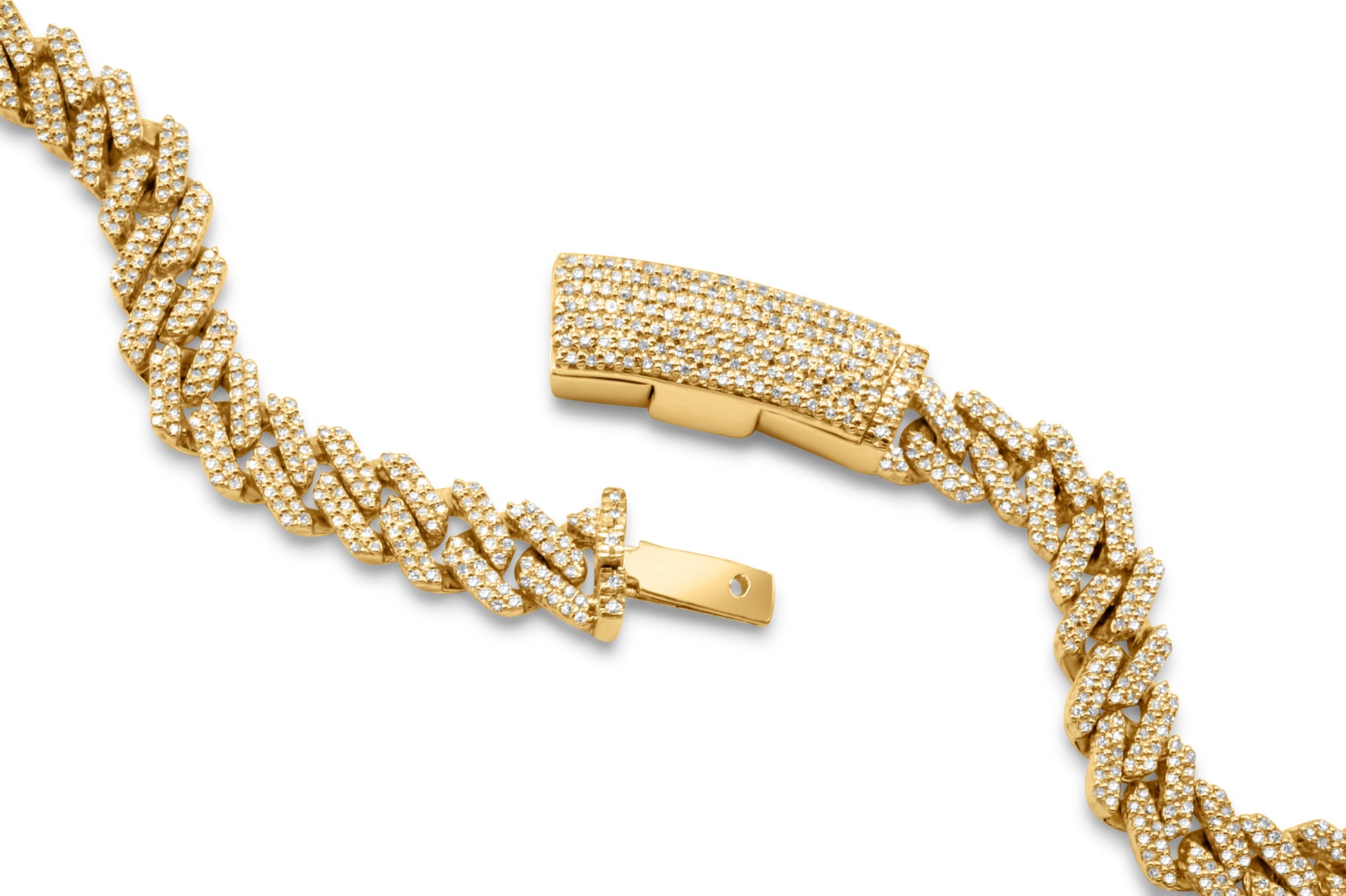 10K Gold Diamond Chain, Prong Cuban Link 7mm ctw (double-row