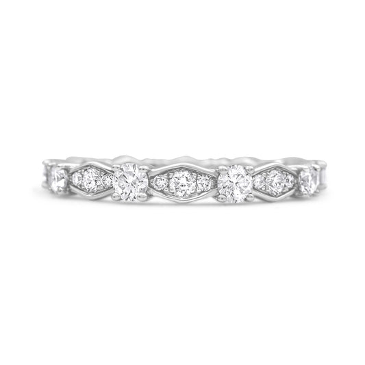 18K White Gold Diamond Wedding Band Ring 0.75ctw