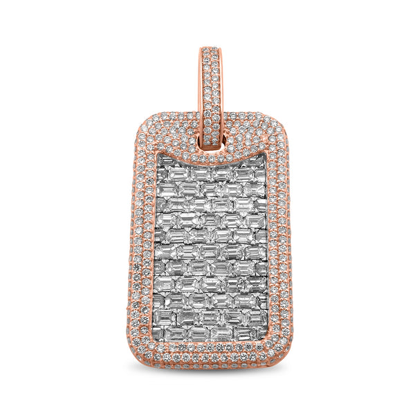 14k Rose Gold Diamond Dog Tag Pendant – NYC Luxury