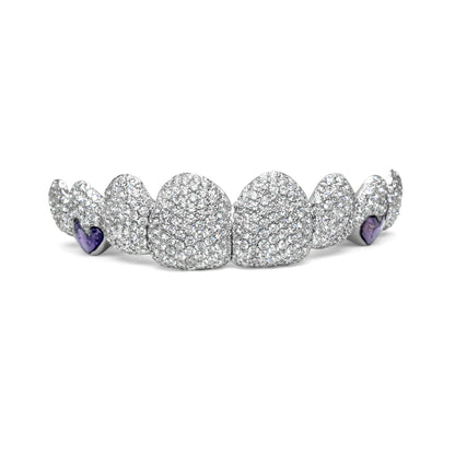 14K White Gold Pave and Purple Gem (Top) Grillz