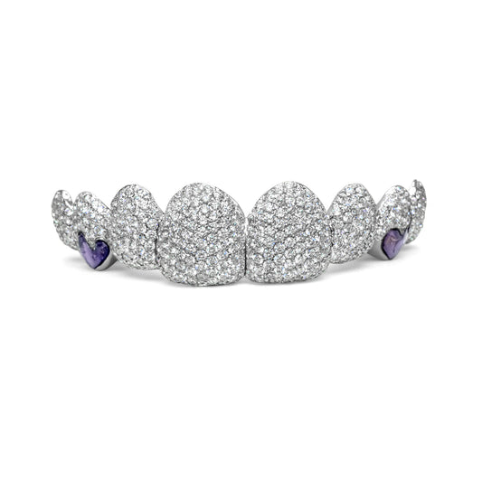 14K White Gold Pave and Purple Gem (Top) Grillz