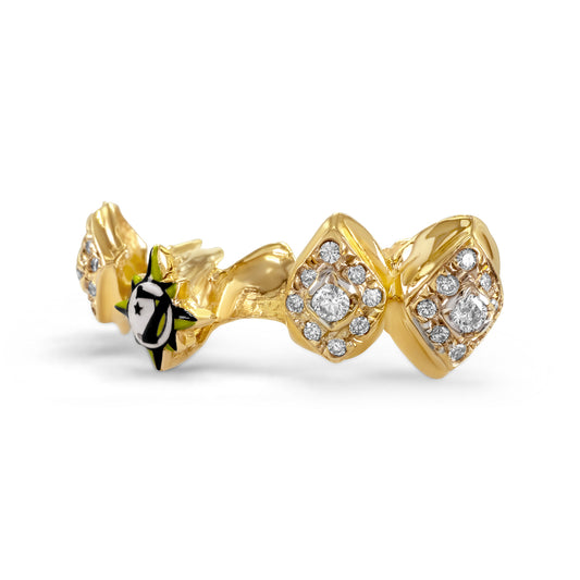 14K Yellow Gold Diamond & Enamel 7 (Top) Grillz