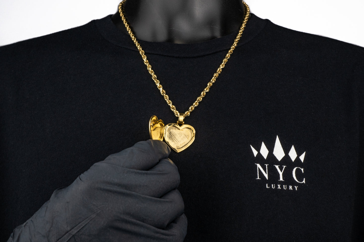 Solid Gold Angel Wing Heart Picture Locket Pendant (10k-14k)