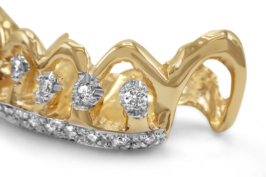 14K Yellow Gold Diamond Gum Outline (Bottom) Grillz