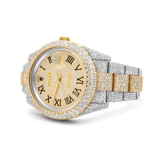 Two Tone Rolex Date-Just II 41mm Oyster Band Yellow Gold Roman Numeral Dial 32.40 ctw