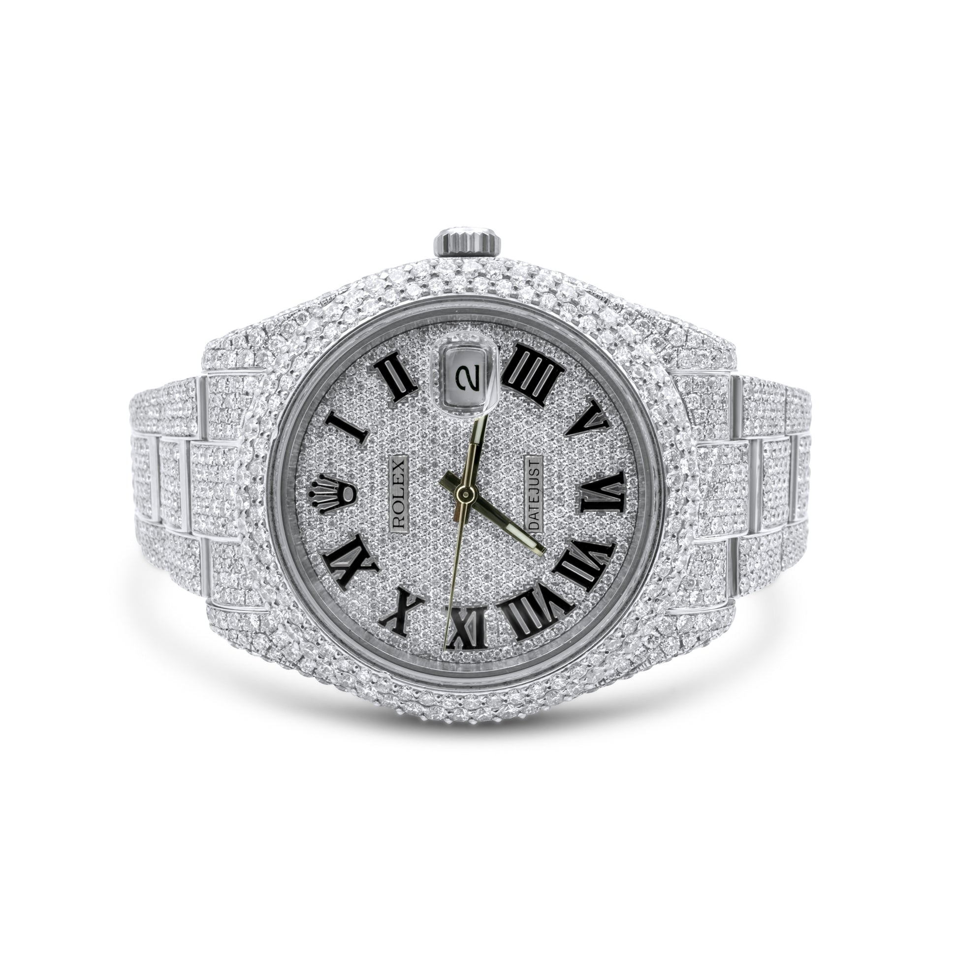 Stainless Steel Rolex Date-Just II 41mm Oyster Band White Gold Roman Numeral Dial 32.4 ctw