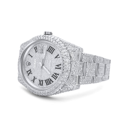 Stainless Steel Rolex Date-Just II 41mm Oyster Band White Gold Roman Numeral Dial 32.4 ctw
