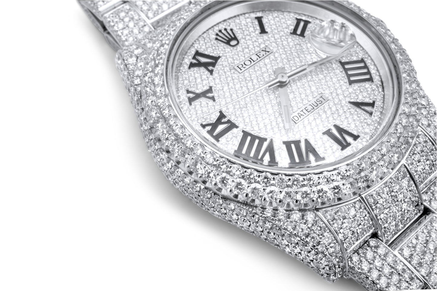 Stainless Steel Rolex Date-Just II 41mm Oyster Band White Gold Roman Numeral Dial 32.4 ctw