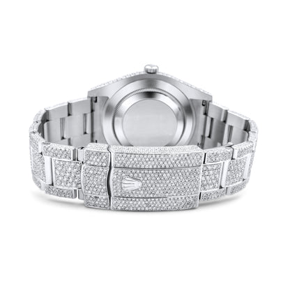 Stainless Steel Rolex Date-Just II 41mm Oyster Band White Gold Roman Numeral Dial 32.4 ctw