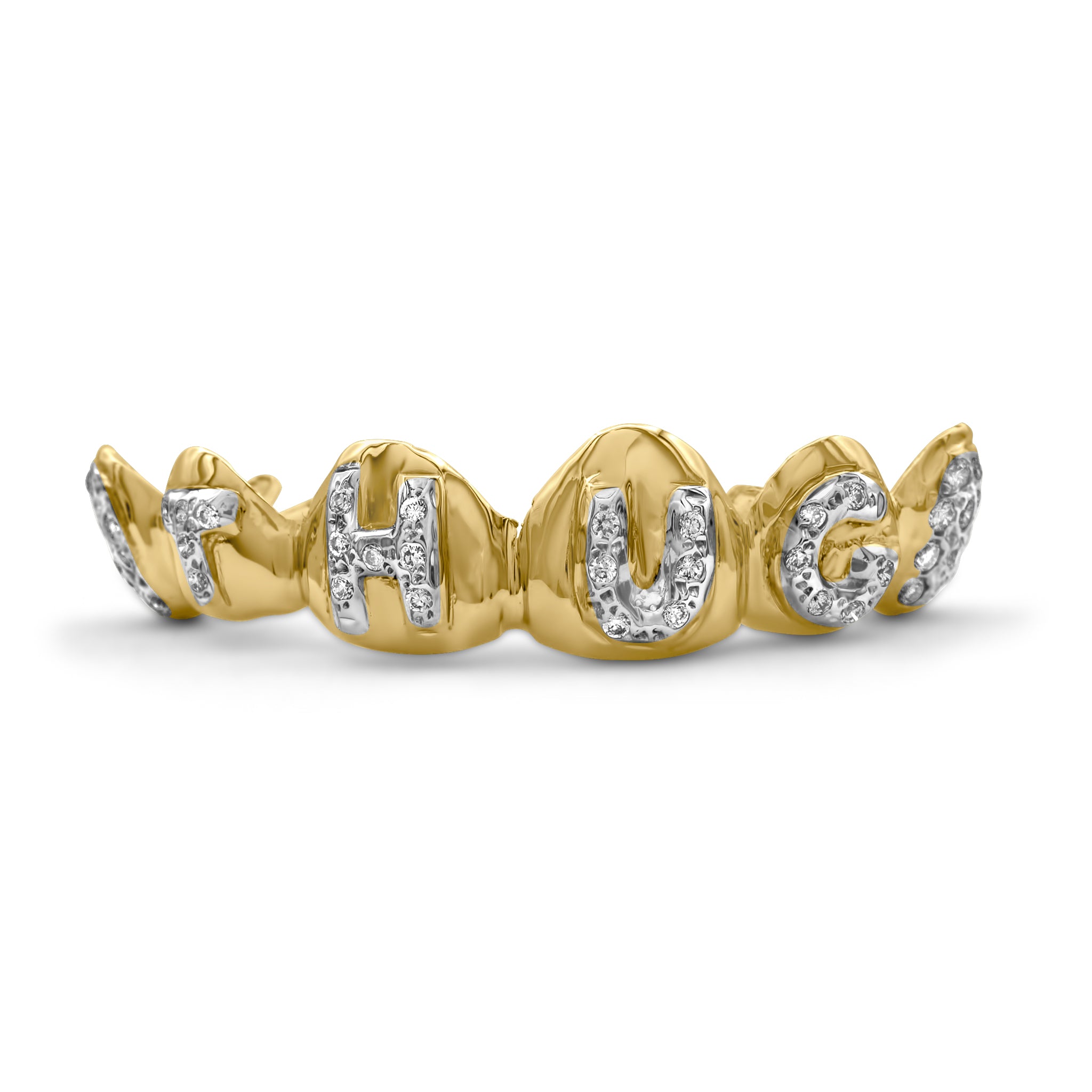 14K Yellow Gold Diamond THUG Top Grill
