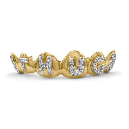14K Yellow Gold Diamond THUG (Top) Grill