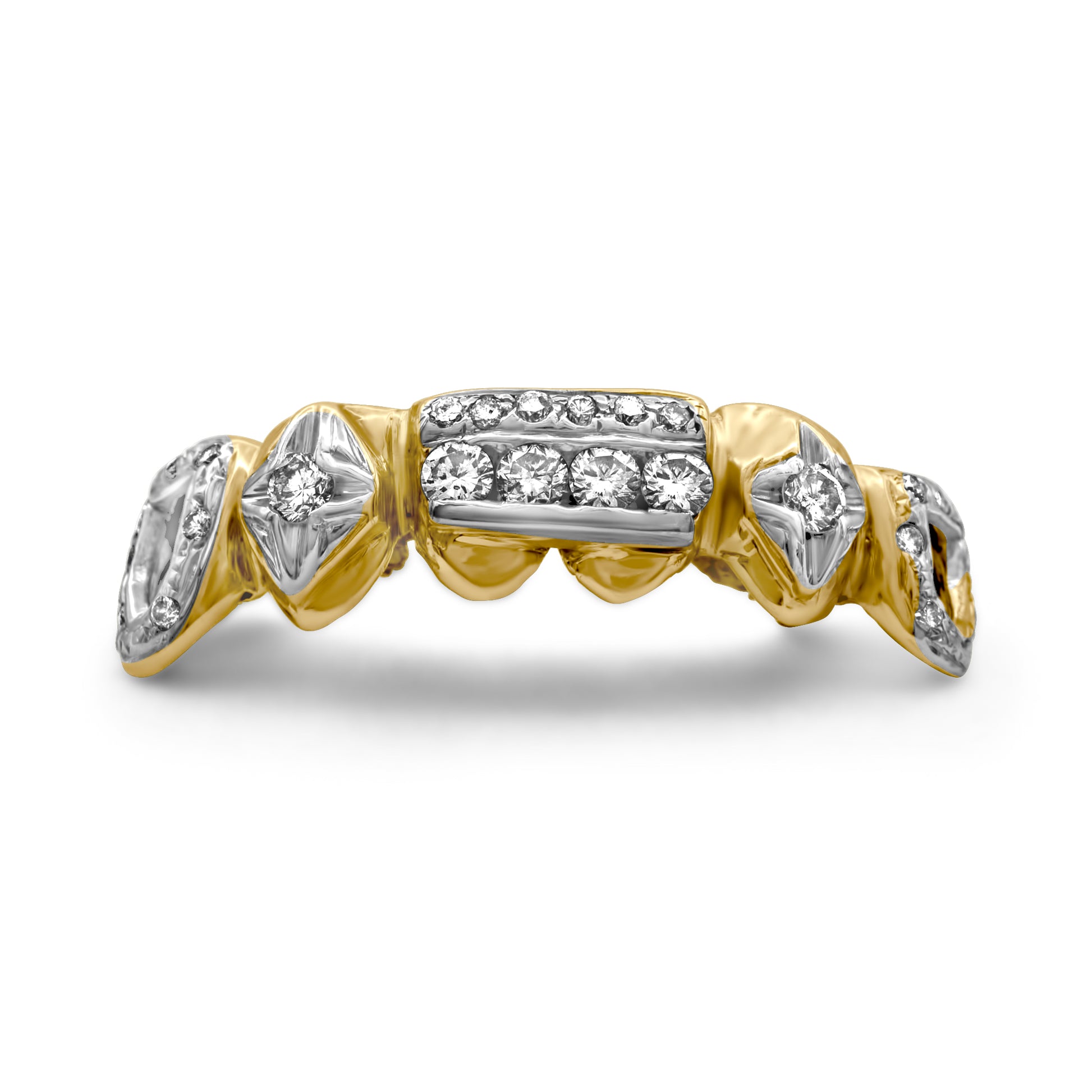 14K Yellow Gold Double Diamond Bar (Bottom) Grillz – NYC Luxury