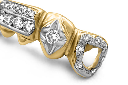 14K Yellow Gold Double Diamond Bar (Bottom) Grillz