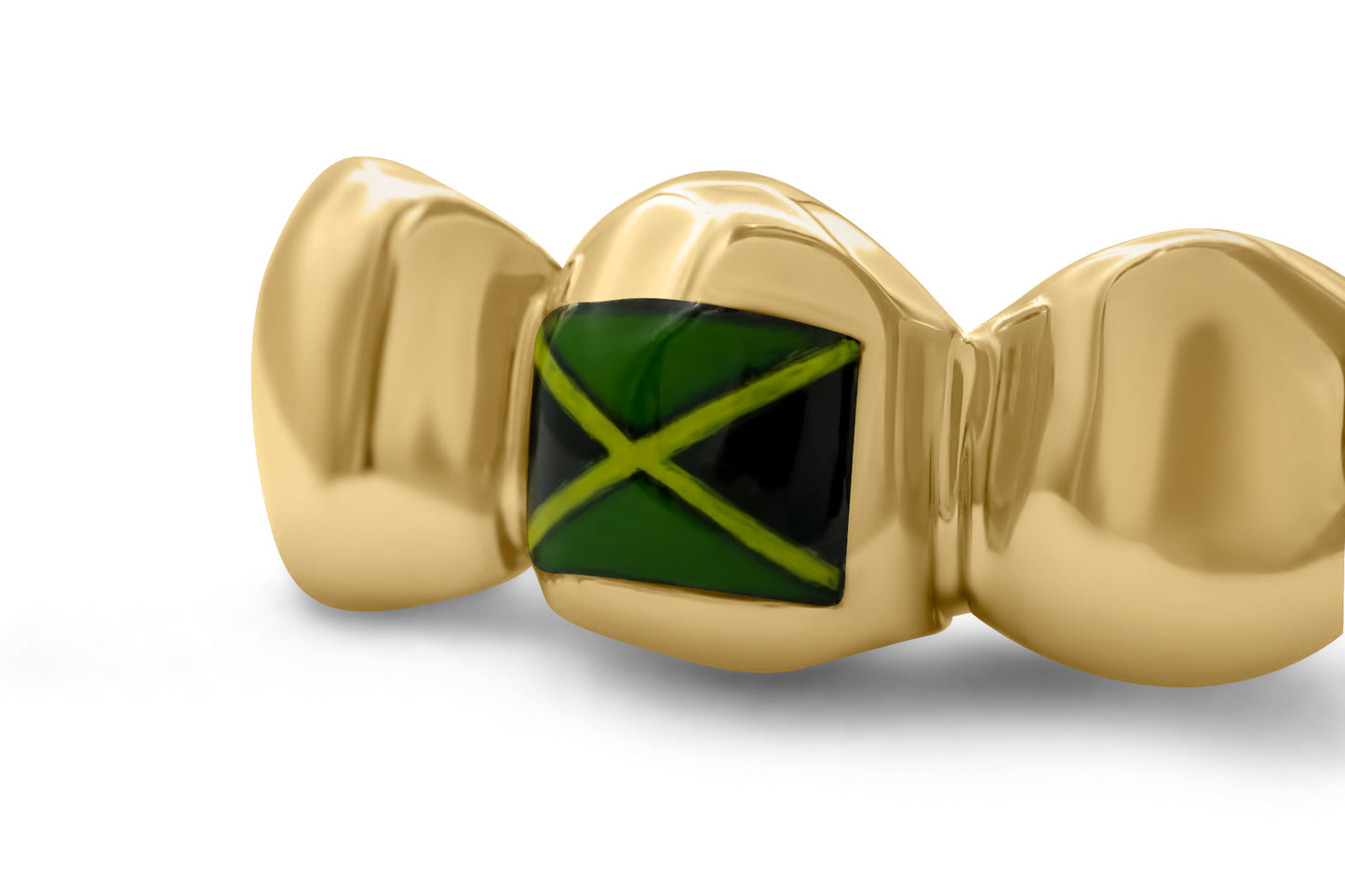 14K Yellow Gold Custom (Jamaica) Flag Grillz