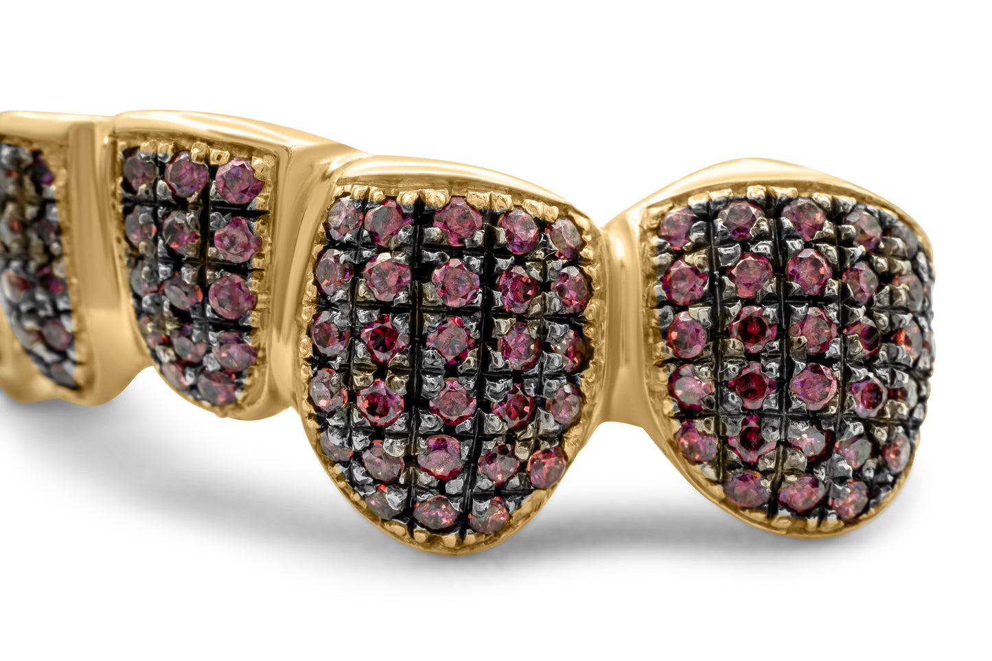 14K Yellow Gold Red Pave (Bottom) Grillz