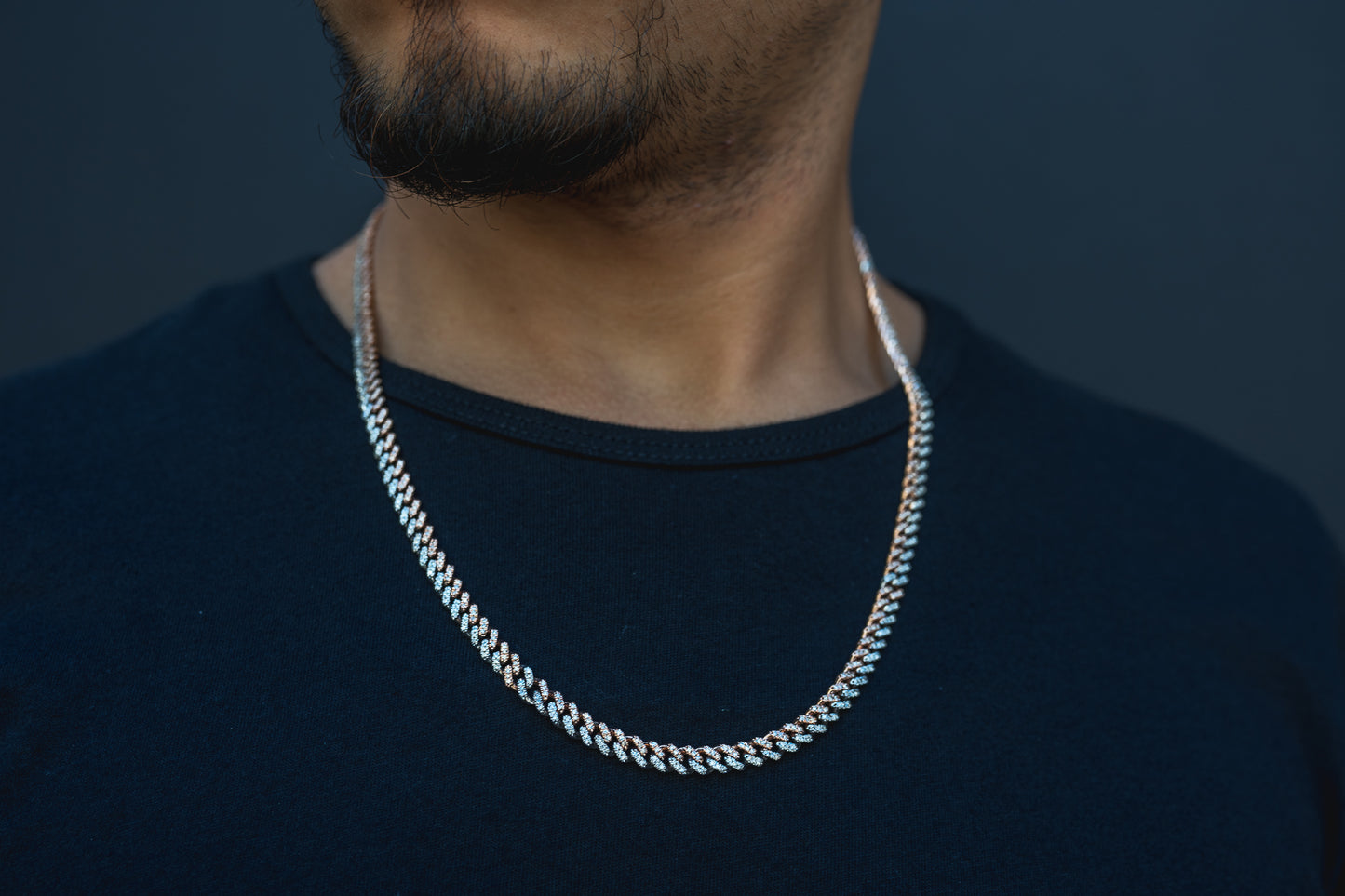 10K Solid Diamond Rose & White Gold Cuban Chain 6mm 3.82ctw