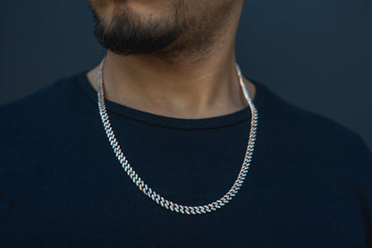 10K Solid Diamond Rose & White Gold Cuban Chain 6mm 3.82ctw