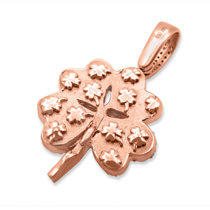 14K Four Leaf Clover Diamond Pendant 0.70 ctw