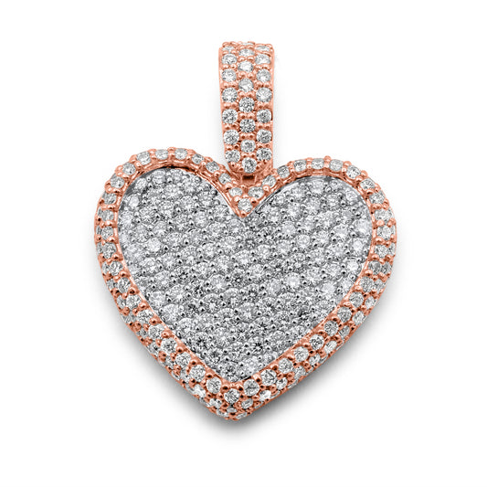 14K Rose & White Gold Diamond Heart Pendant 2.14 CTW