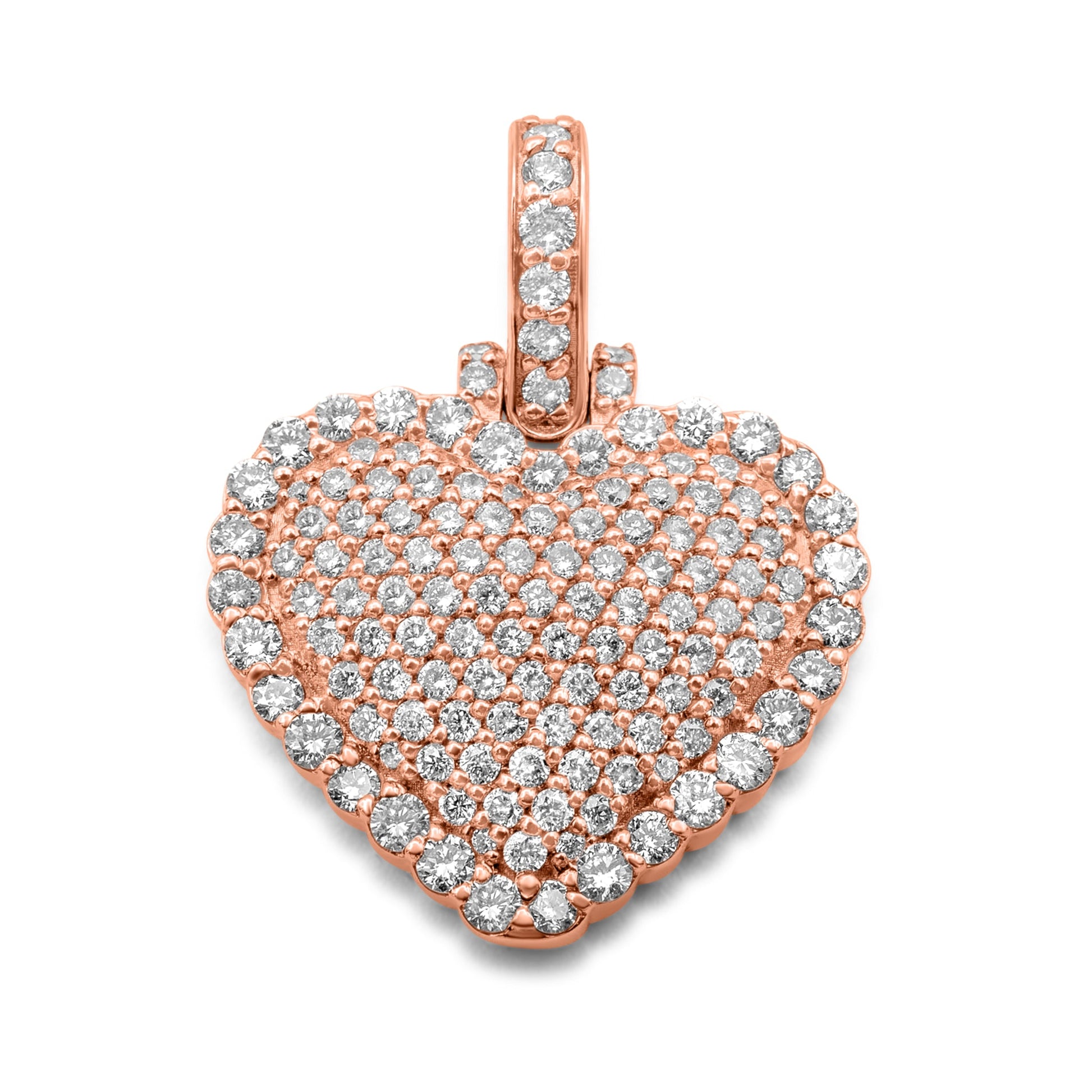 14K Rose Gold Diamond Heart Pendant 1.65 CTW